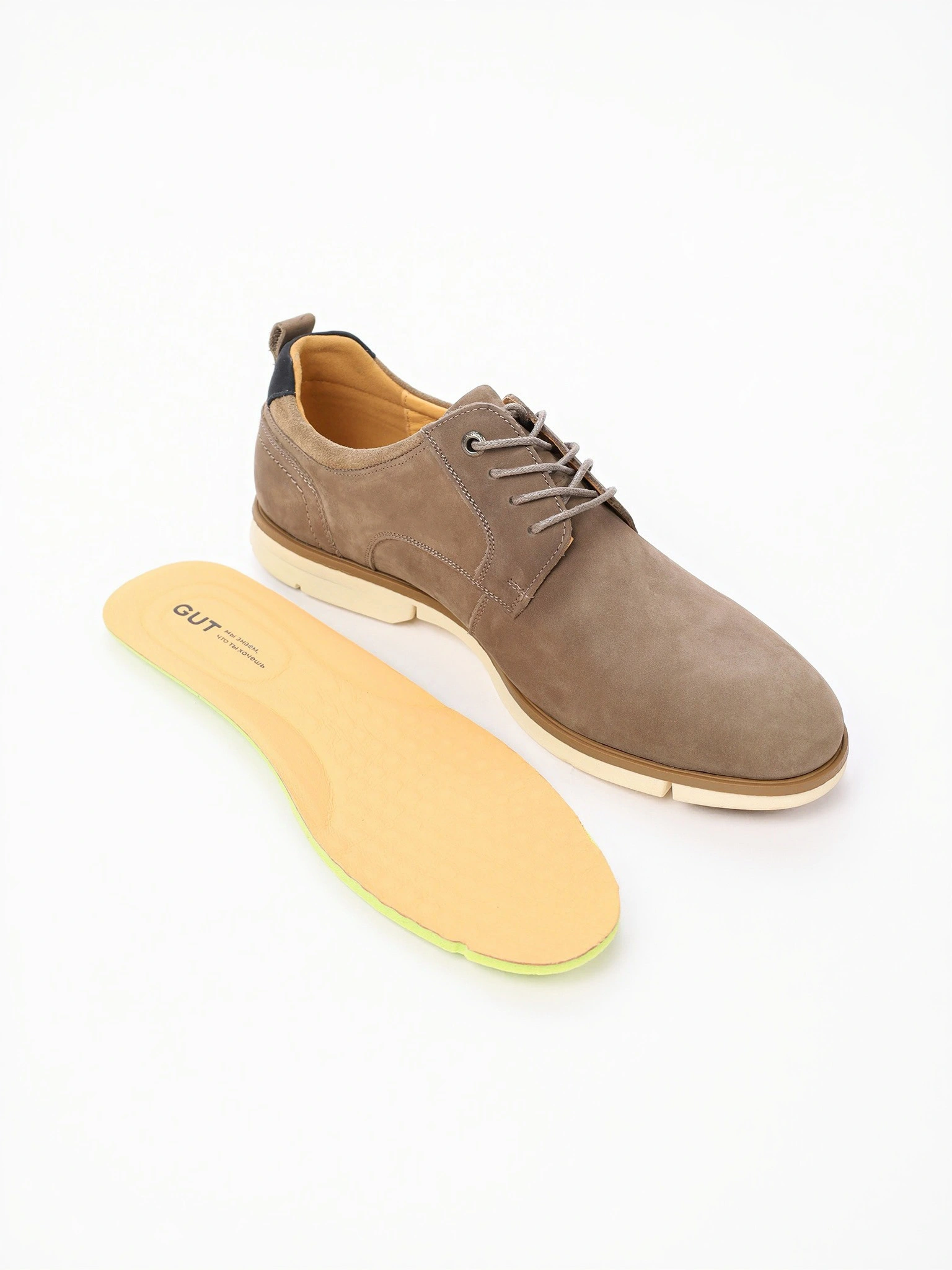 Туфли-дерби цвета хаки со шнуровкой